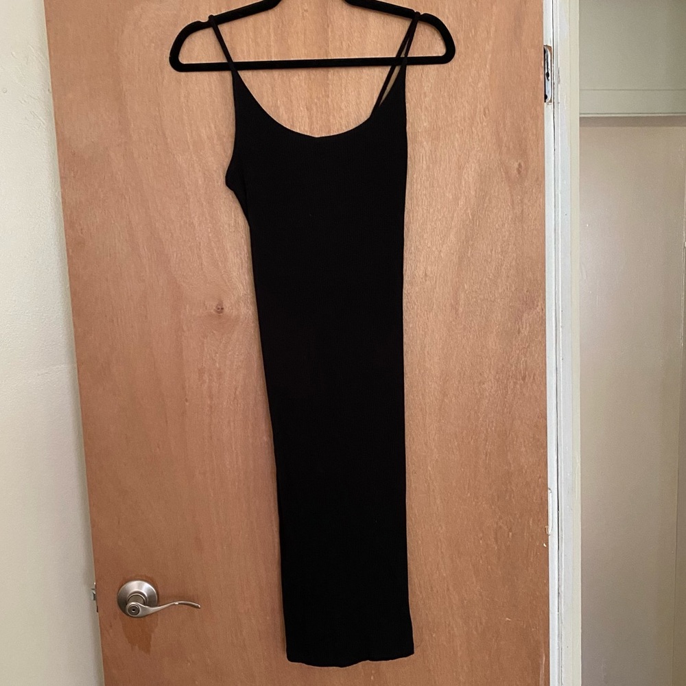 H&M Black Ribbed Spaghetti Strap Dress